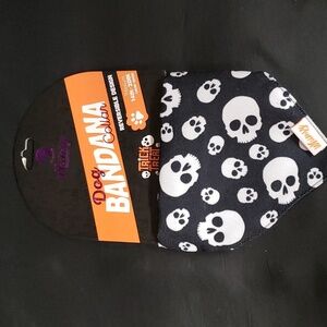 Doghaus Whimsy Collection Reversible Skull  Dog Bandana Collar, 14-20 inches